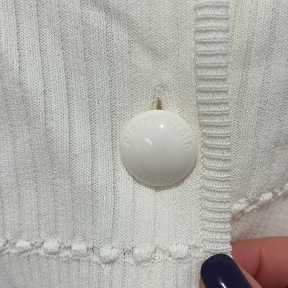 Pierre Cardin Signe | Vintage White Button Up Cardigan - Size 40/Small - Picture 6 of 8